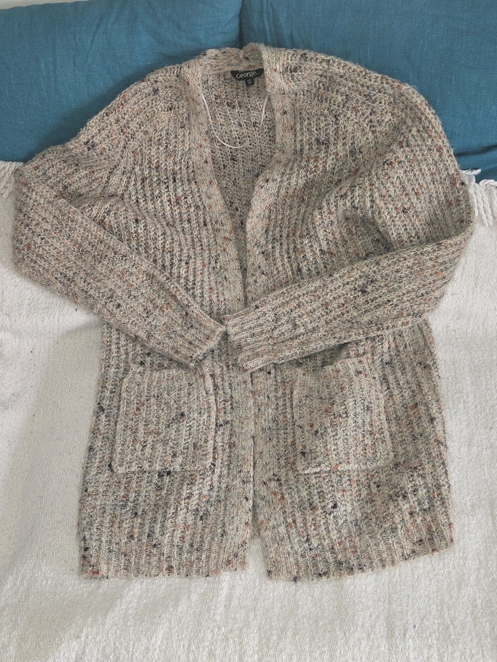 George Speckled Chunky Knit Open Front Cardigan Size XS